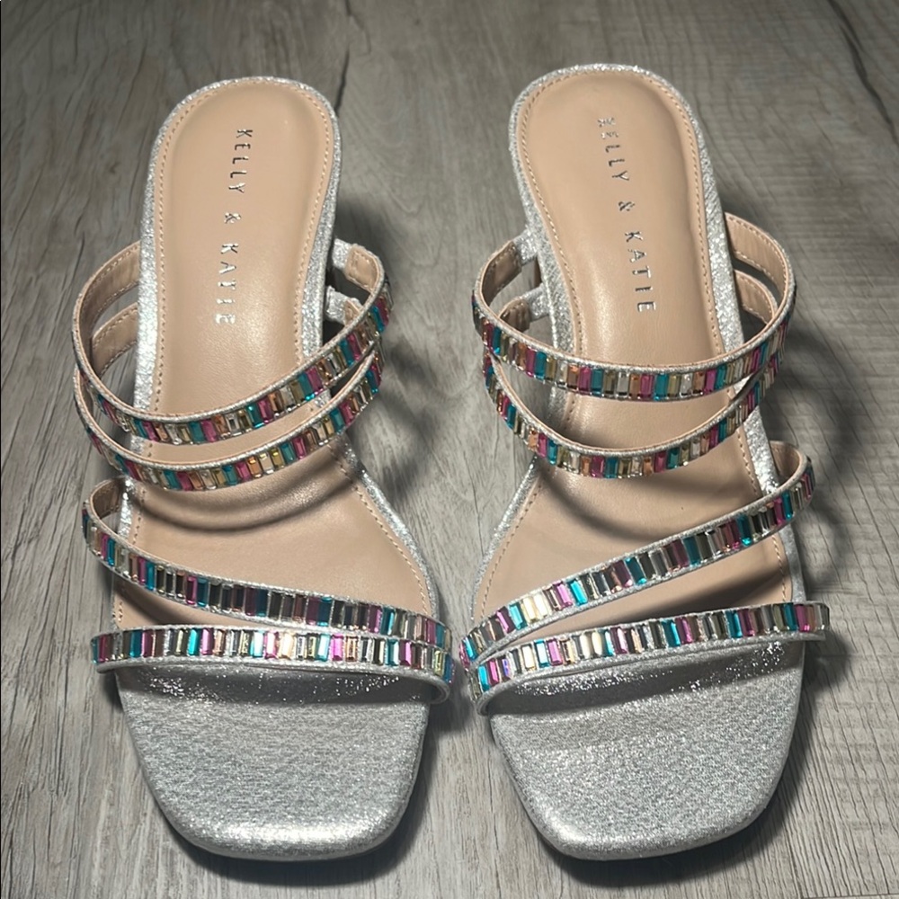 Kelly & Katie Silver Heeled Sandals